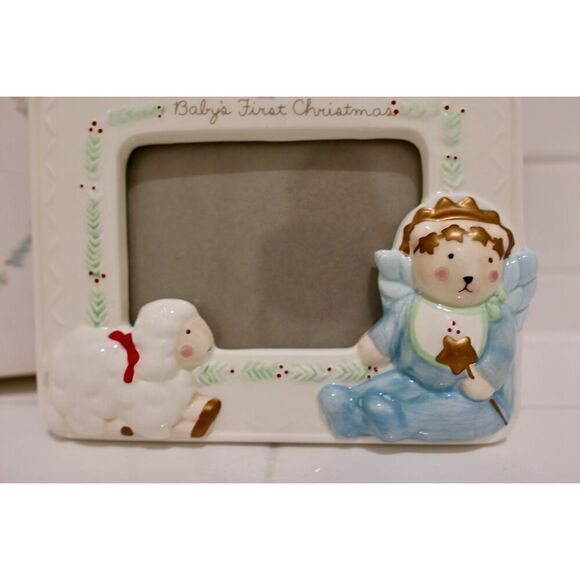 Vintage Charpénte Baby’s First Christmas Frame Blue/Boy - Picture 2 of 5